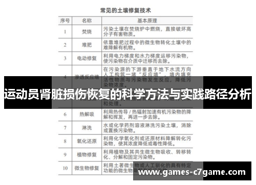 运动员肾脏损伤恢复的科学方法与实践路径分析